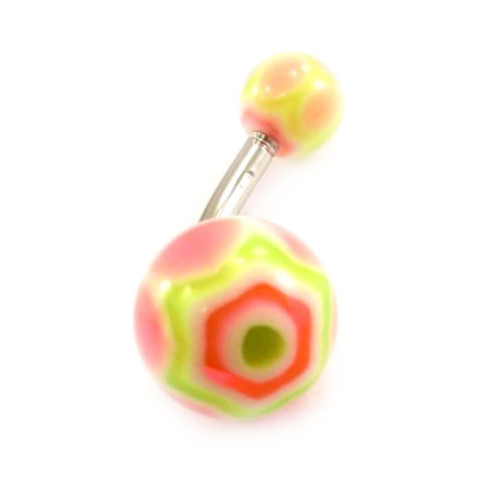 Body Piercing Boule \'Tecno\' Orange Jaune - [C4956]