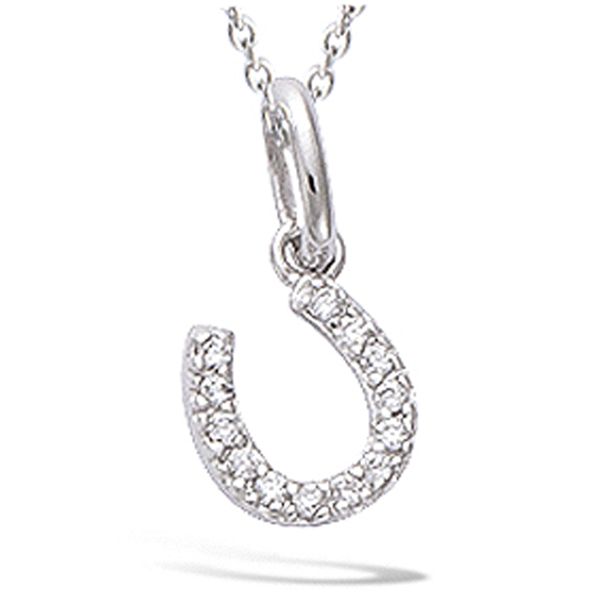 Pendentif Argent \'Fer à Cheval\' blanc (rhodié) - 10x8 mm - [N4022]