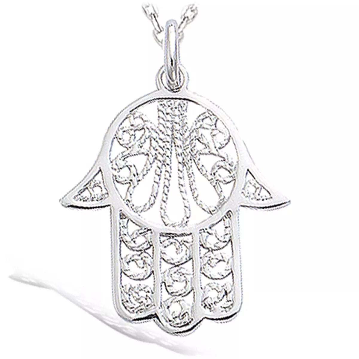 les trésors de lily Pendentif argent 'Main de Fatma' argenté (rhodié) 25x21 mm [N4028]