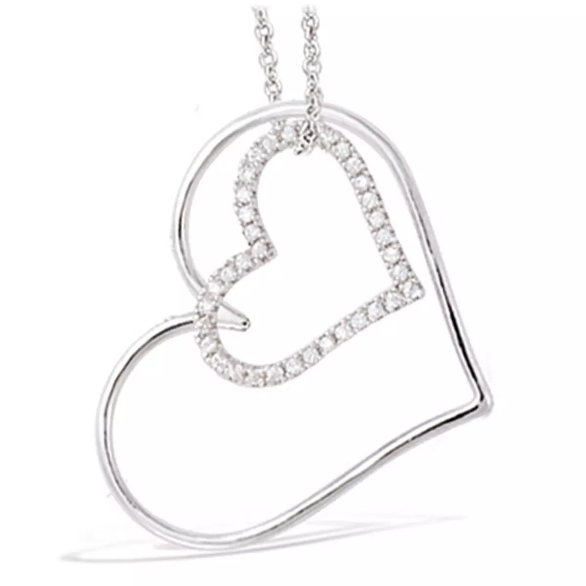 les trésors de lily Pendentif Argent 'Love Divine' Blanc argenté (rhodié) 25x30 mm et 14x17 mm [N4052]