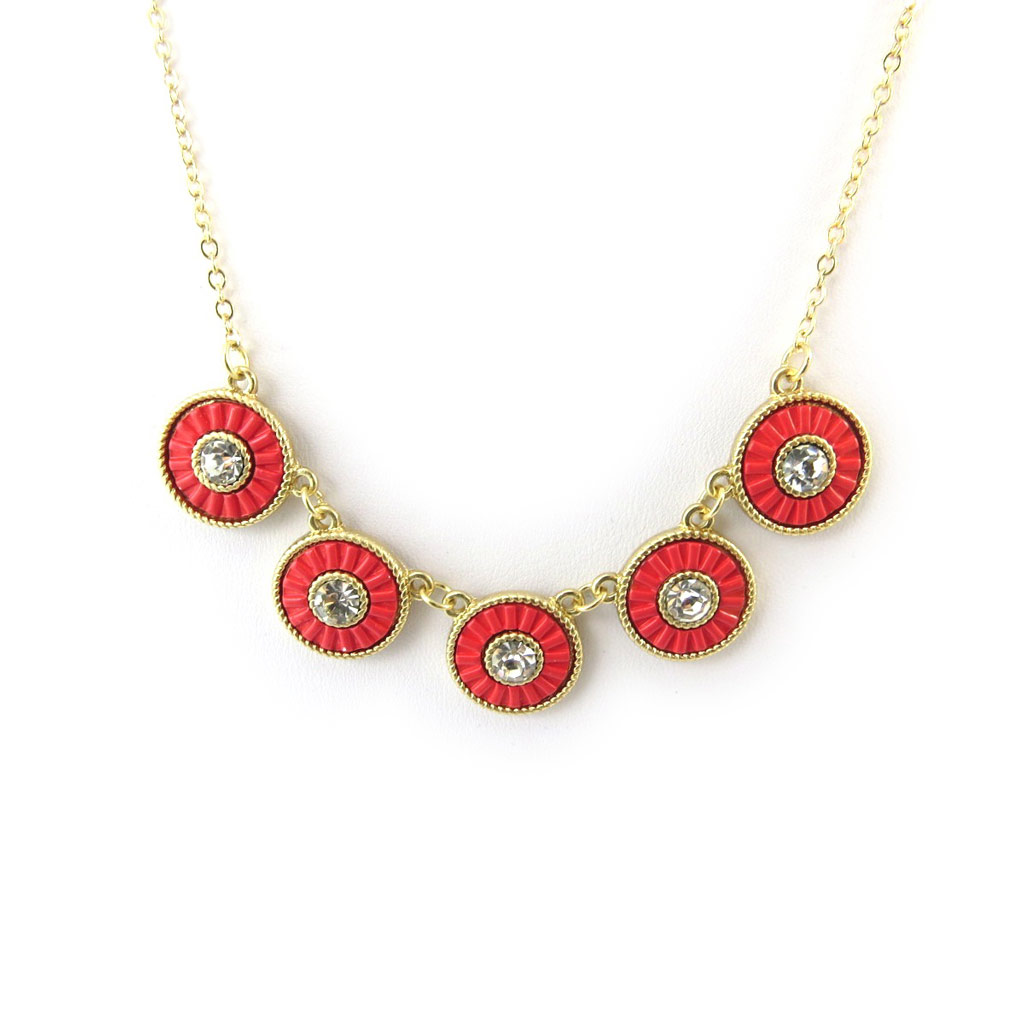 Collier créateur \'Navajos\' rouge doré - [N4074]