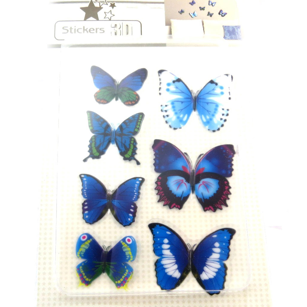 Stickers 3D \'Papillons\' bleu - [N4136]
