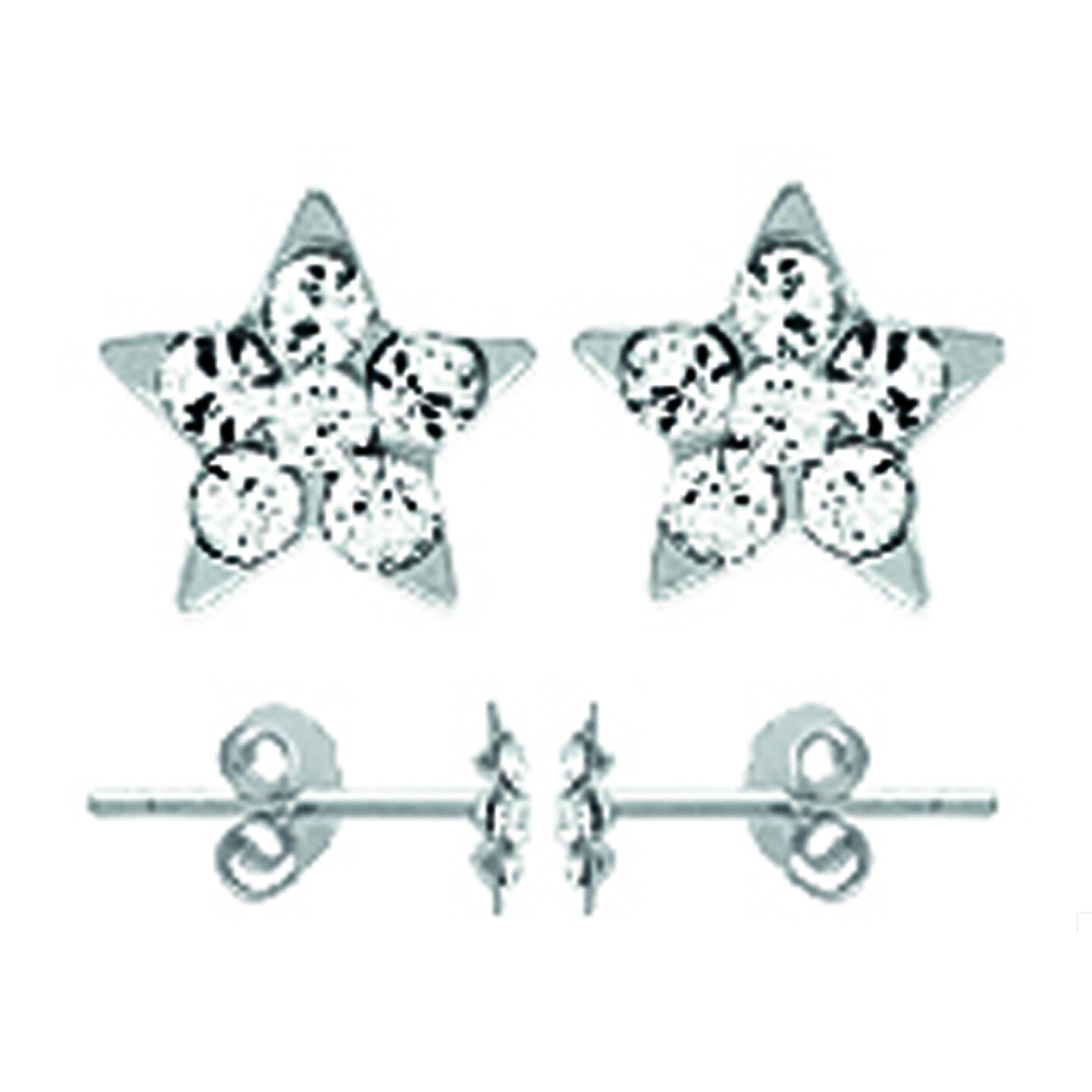 Boucles Argent \'Etoiles Scintillantes\' Blanc argenté - 5 mm - [C5479]