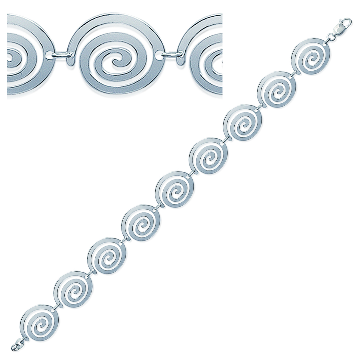Bracelet Argent \'Jeux de Spirales\' argenté - 14 mm - [C5737]