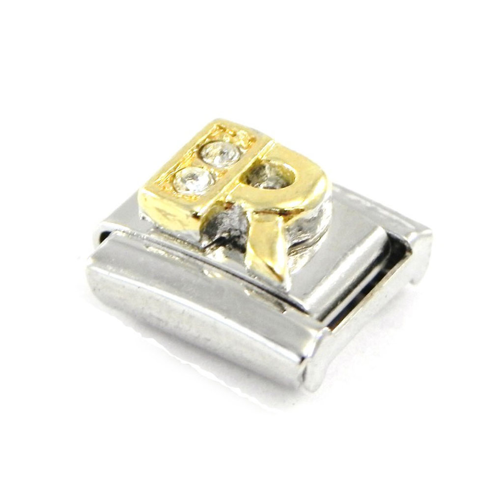 Maille \'Lettre R\' Doré Blanc - [C6072]