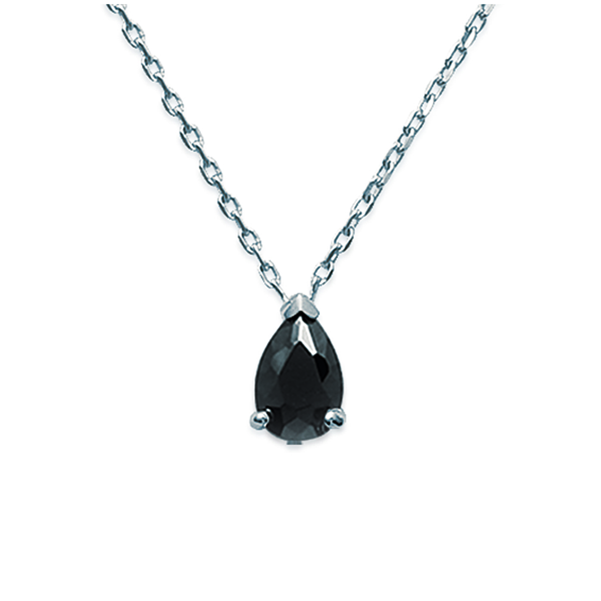 Collier Argent \'Essentiel\' Noir argenté (rhodié) - 6x9 mm - [C6812]