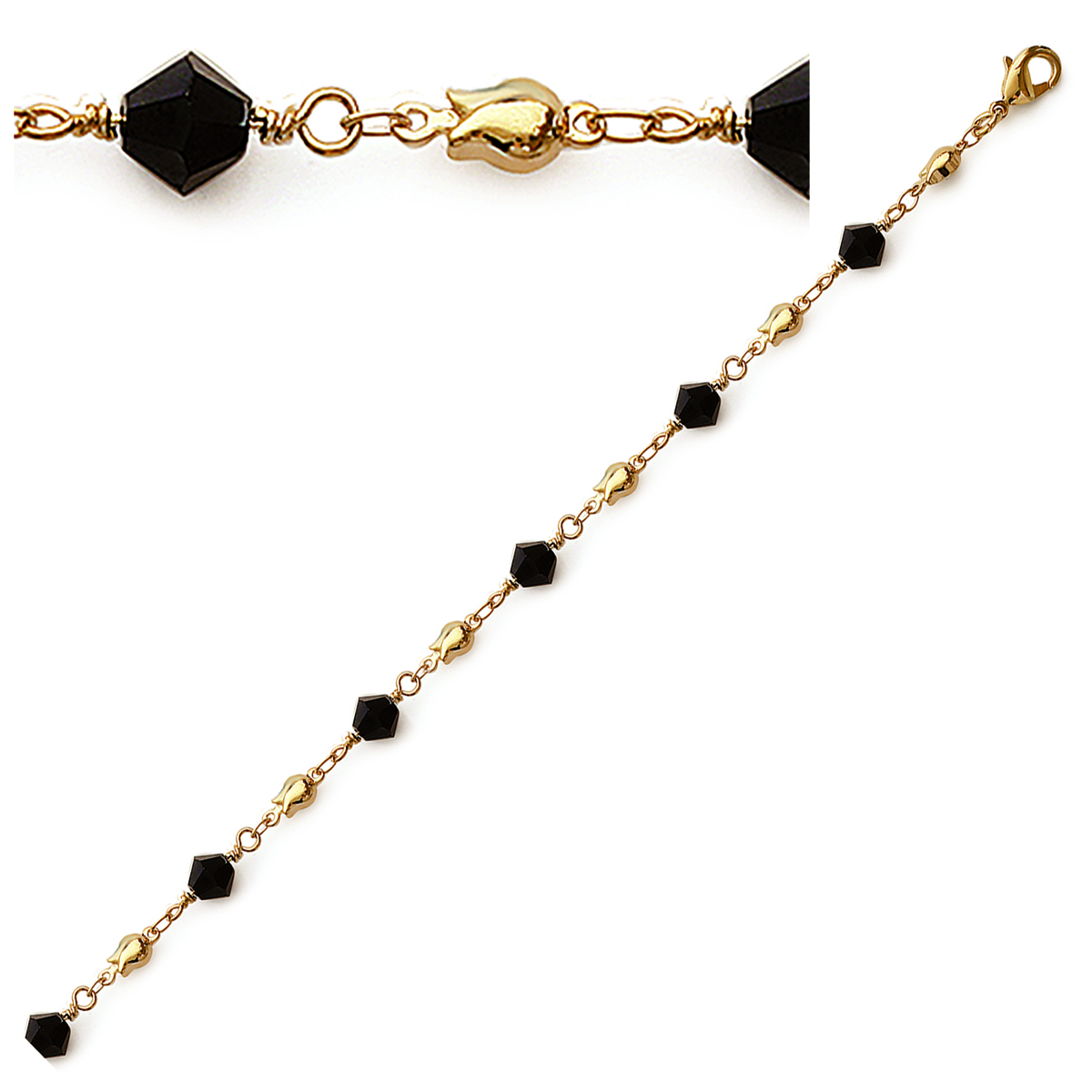 Bracelet Plaqué Or \'Clara\' Noir doré - 7 mm - [C7275]