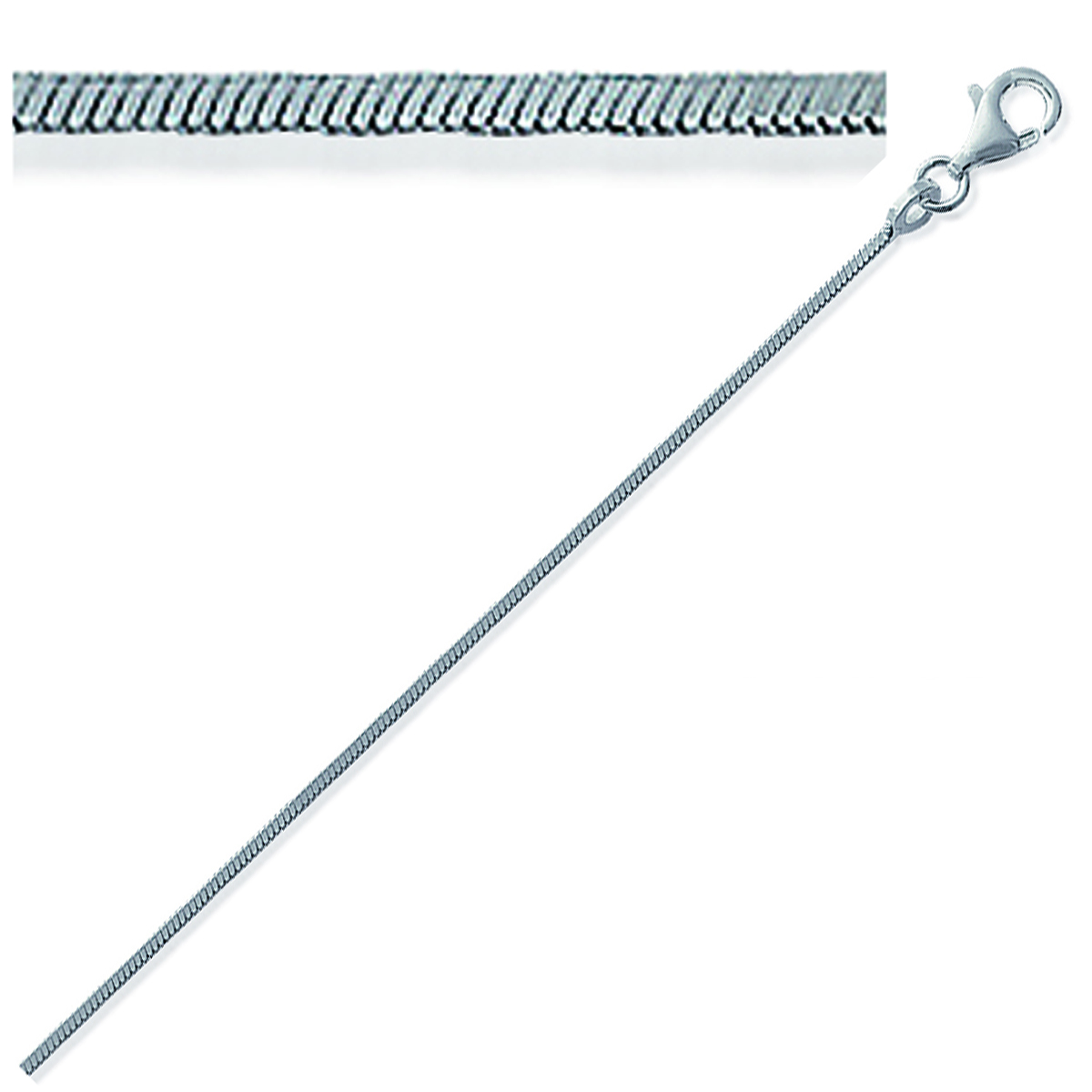 Chaine Argent \'Serpent Carrée Diamantée\' argenté - 42 cm 12 mm - [C7299]