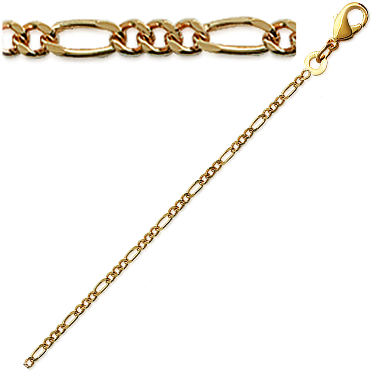 Chaine Plaqué Or \'Figaro\' doré - 50 cm 19 mm - [C7408]