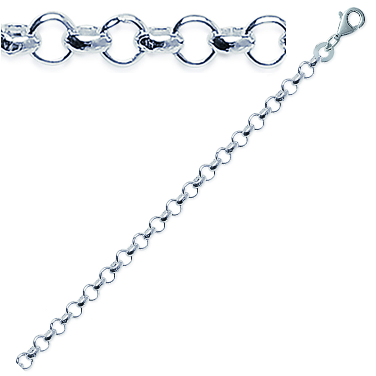 Bracelet Argent \'Jaseron\' argenté - 18 cm 3 mm  - [C7450]