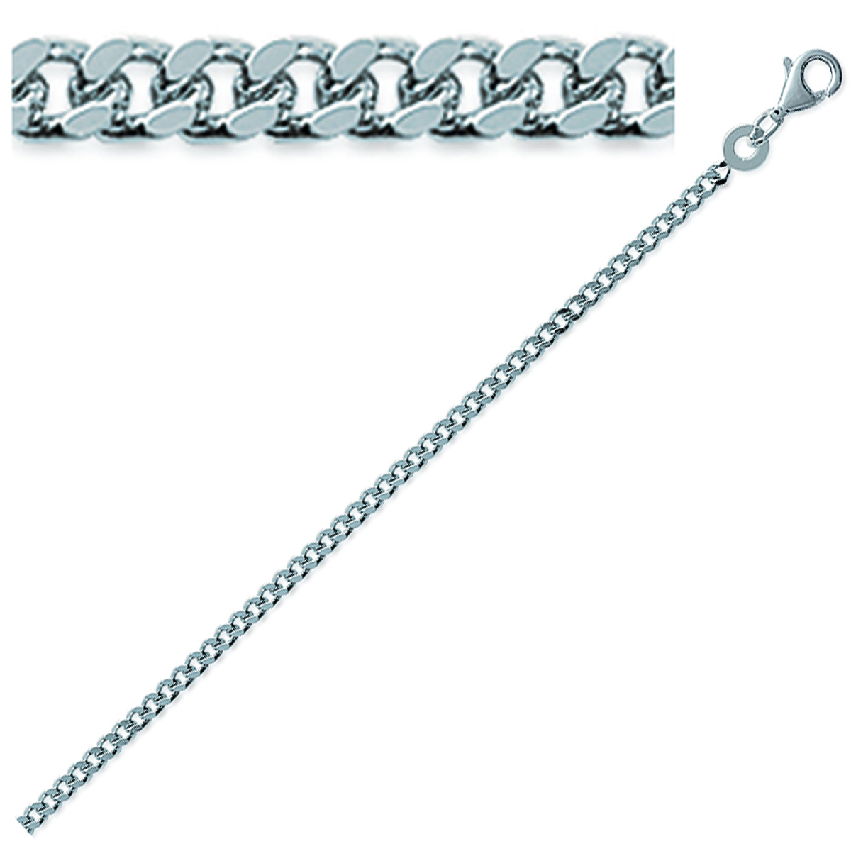 Chaine Argent \'Maille Gourmette\' argenté - 55 cm 21 mm - [C7470]