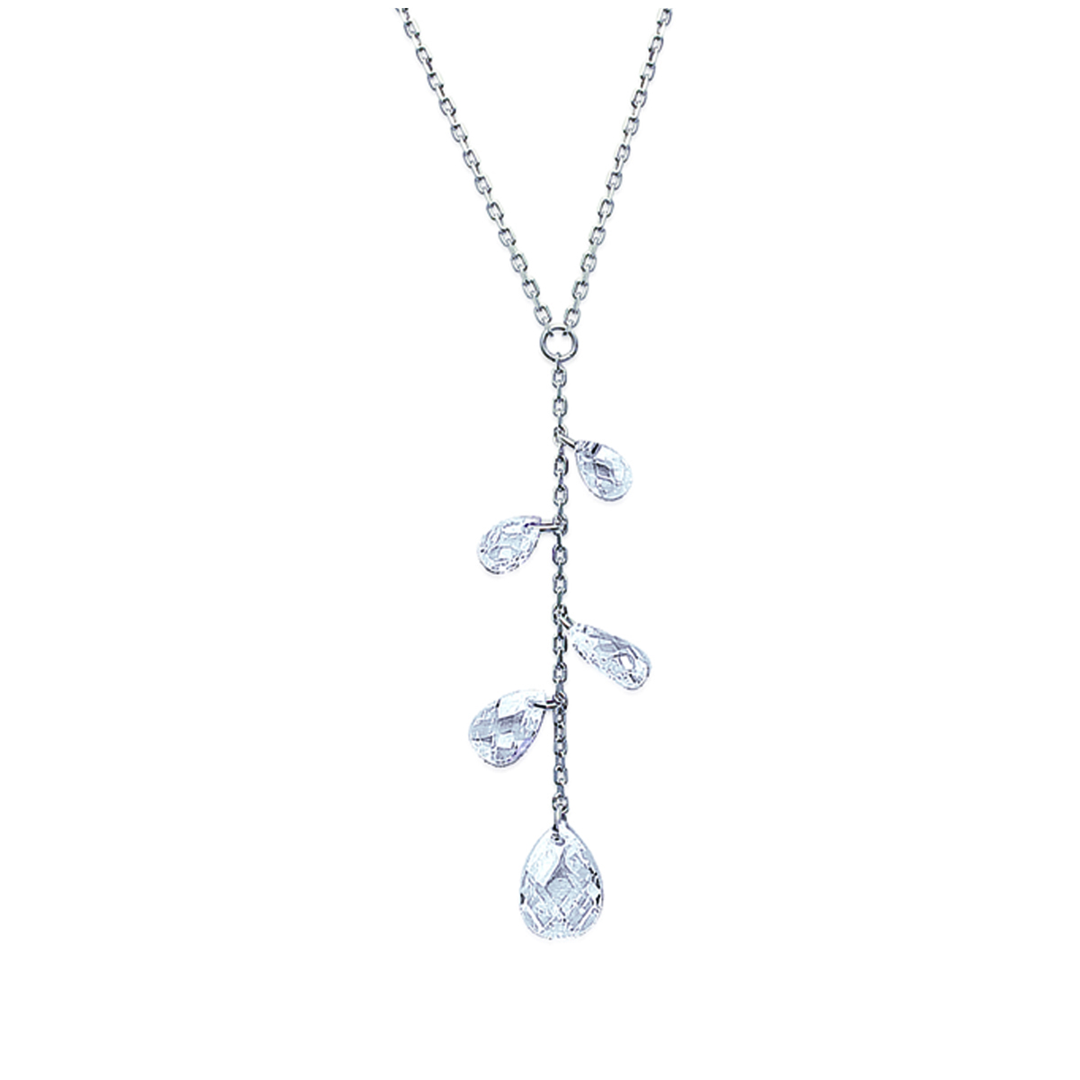 Collier Argent \'Linda\' Blanc argenté (rhodié) - 55 mm - [C9444]