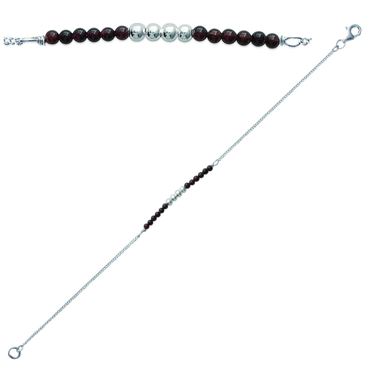 Bracelet Argent \'Mineralia\' onyx argenté - 40x2 mm - [K1802]