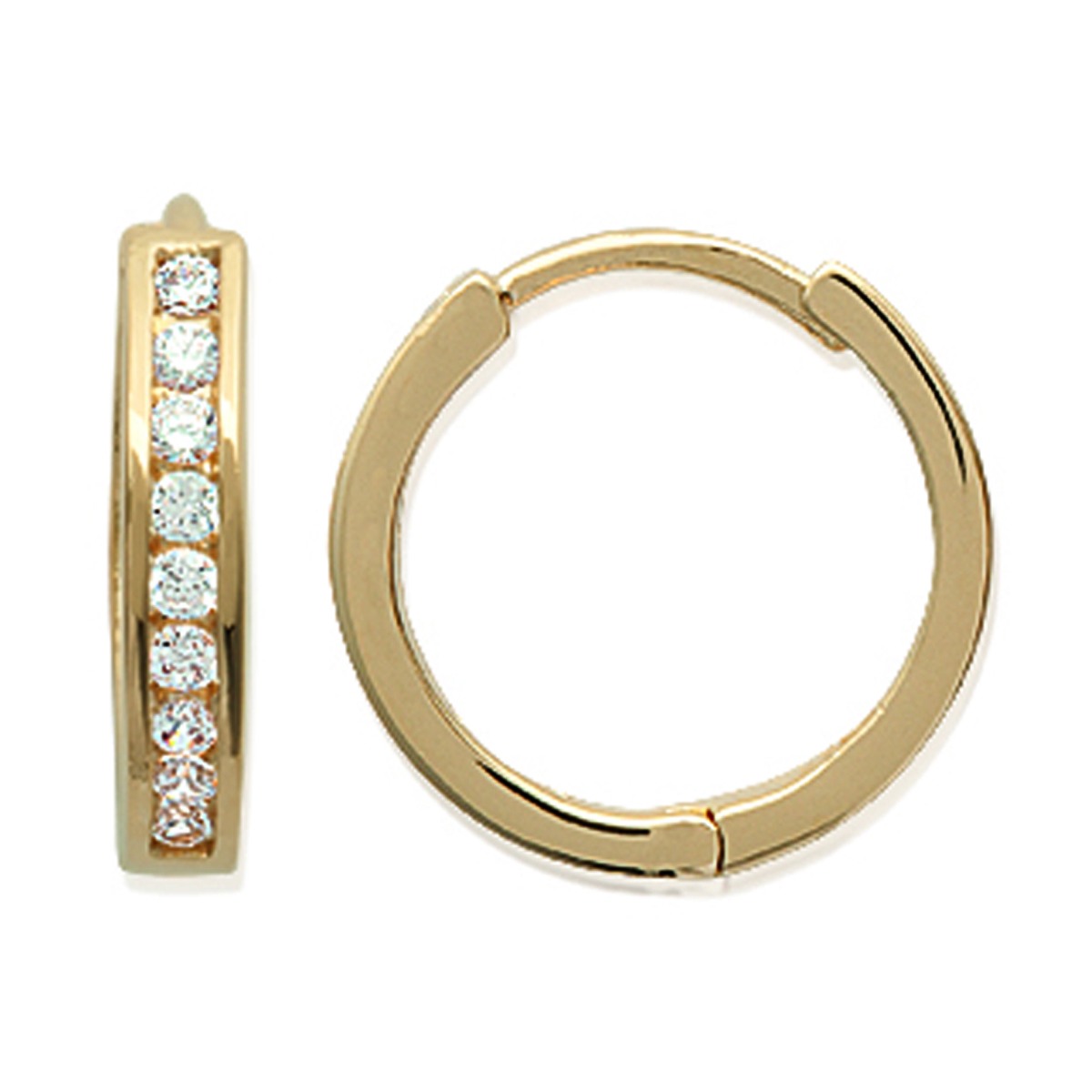 Créoles Plaqué Or \'Déesse\' Blanc Doré - 16x3 mm - [J7208]