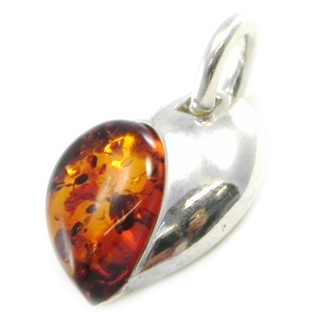 Pendentif Argent \'Love\' Ambre  - [I8970]