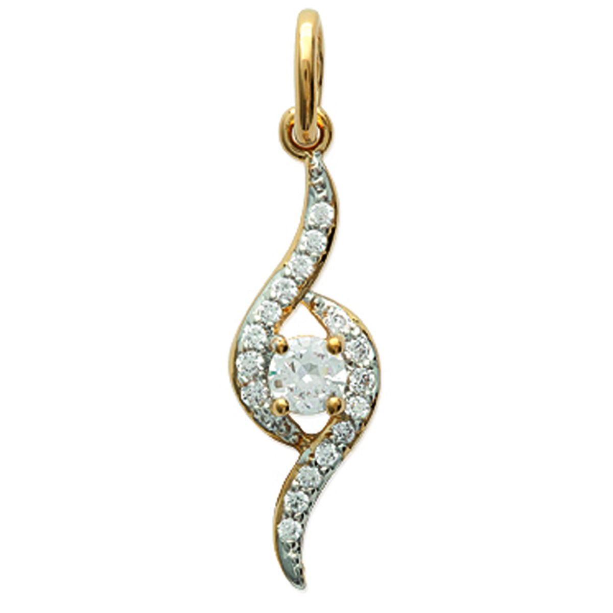 Pendentif Plaqué Or \'Câlin\' blanc doré - 30x8 mm - [I9086]