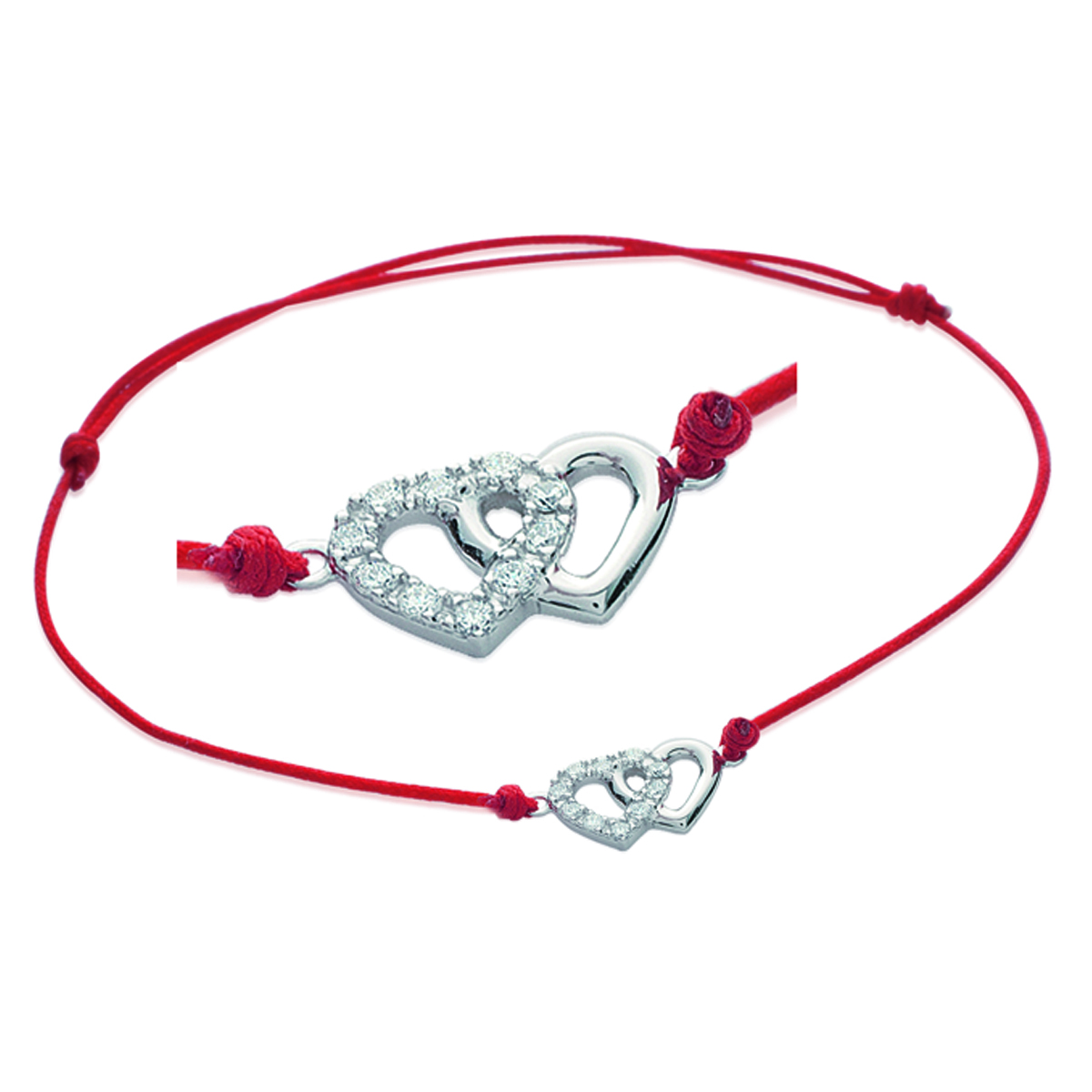Bracelet Argent \'Love\' rouge argenté (rhodié) - 15x10 mm - [I9110]