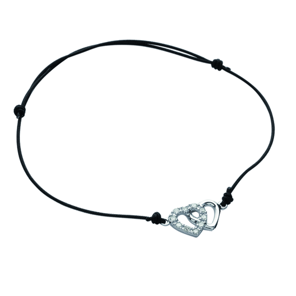 Bracelet Argent \'Love\' noir argenté (rhodié) - 15x10 mm - [I9112]