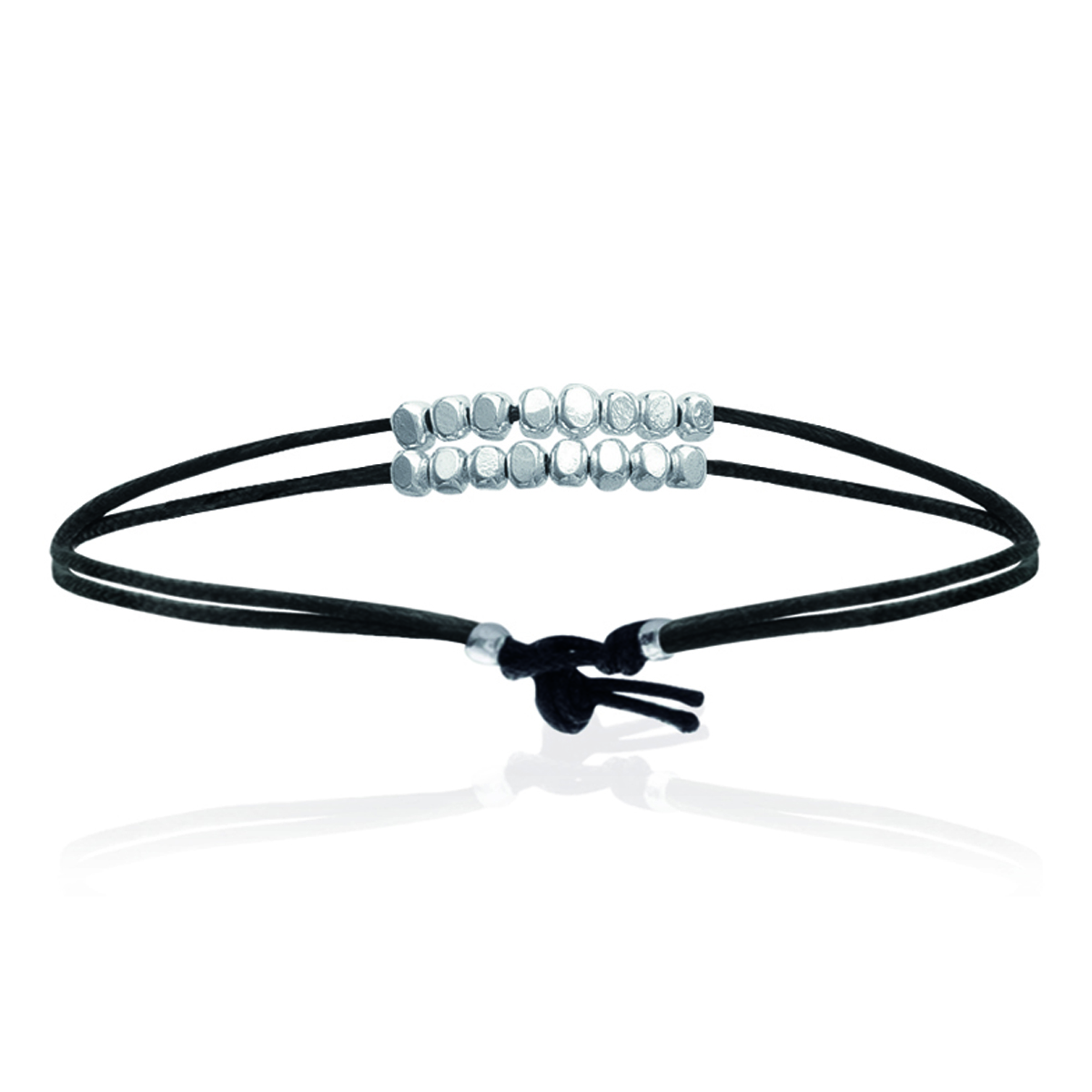Bracelet Argent \'Chorégraphie\' noir argenté - 22x3 mm - [I9116]