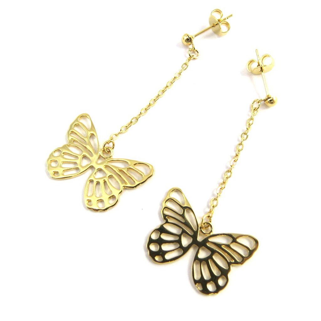 Boucles Plaqué Or \'Papillons Lumière\' doré - [M6913]