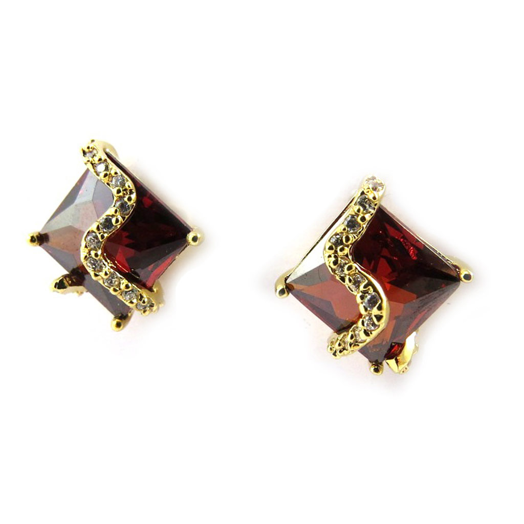Boucles Plaqué Or \'Sissi\' rouge - [M6942]