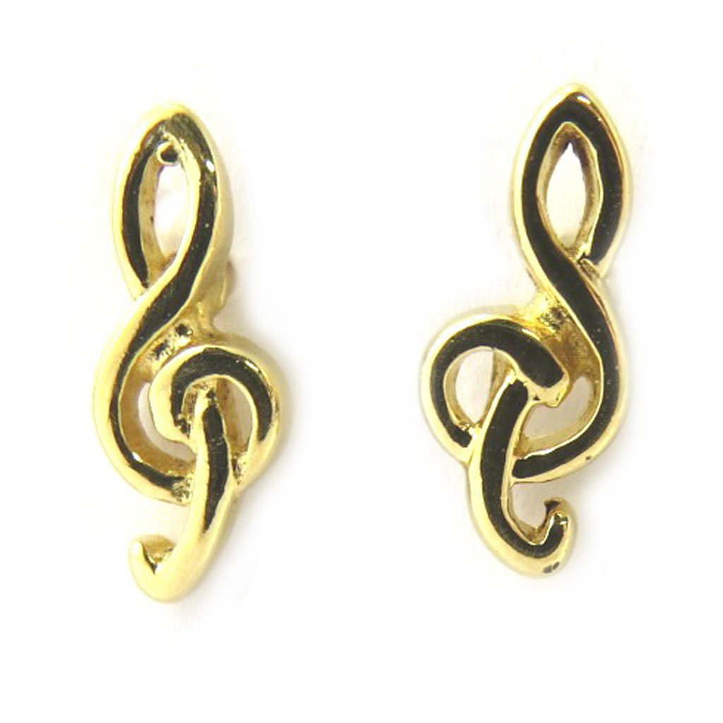 Boucles \'Clé de Sol\' Plaqué Or  - [M6983]