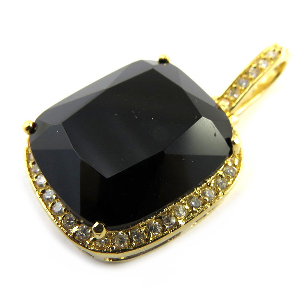 Pendentif Plaqué Or \'Sissi\' noir - [M6996]