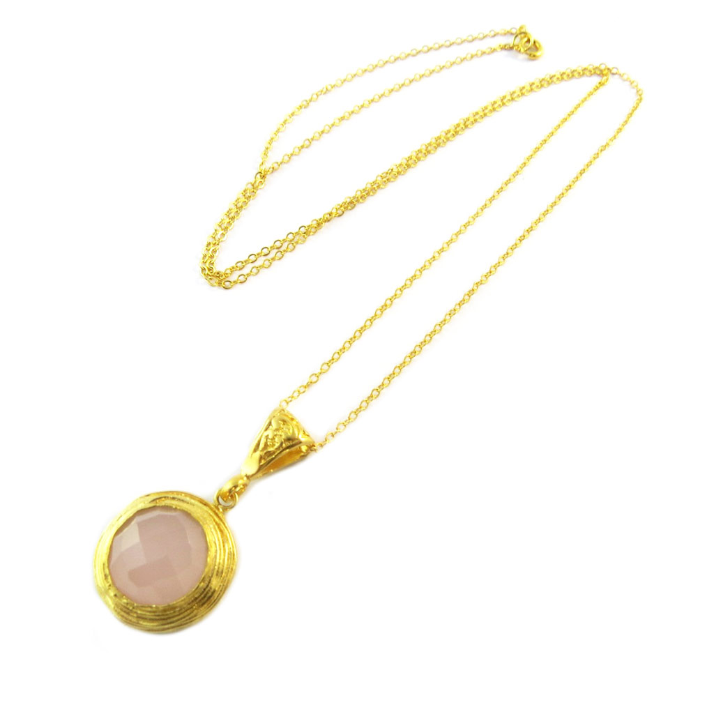 Collier artisanal plaqué or \'Princesse Ottomane\' rose doré - [P2296]