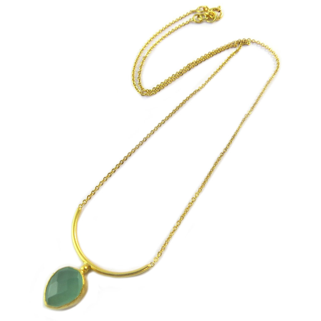 Collier artisanal plaqué or \'Princesse Ottomane\' vert doré - [P2305]