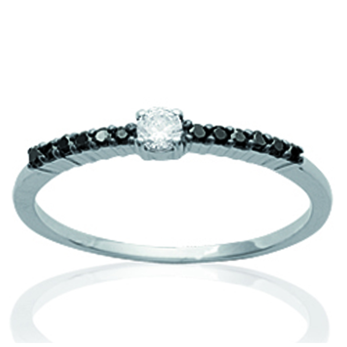 Bague Argent \'Scarlett\' noir blanc (rhodié) - 3 mm - [I9757]