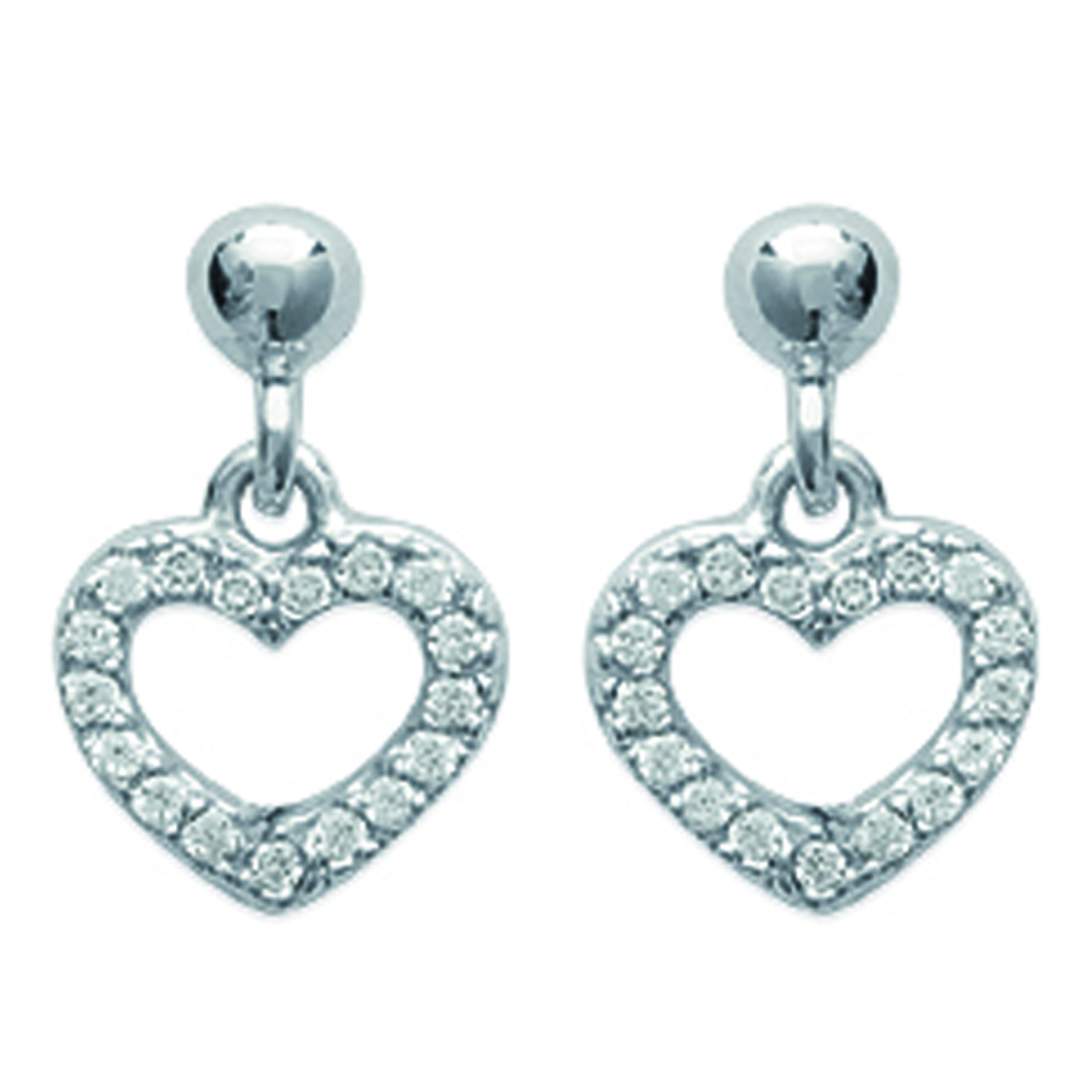 Boucles Argent \'Love\' blanc argenté (rhodié) - 13x8 mm - [I9776]
