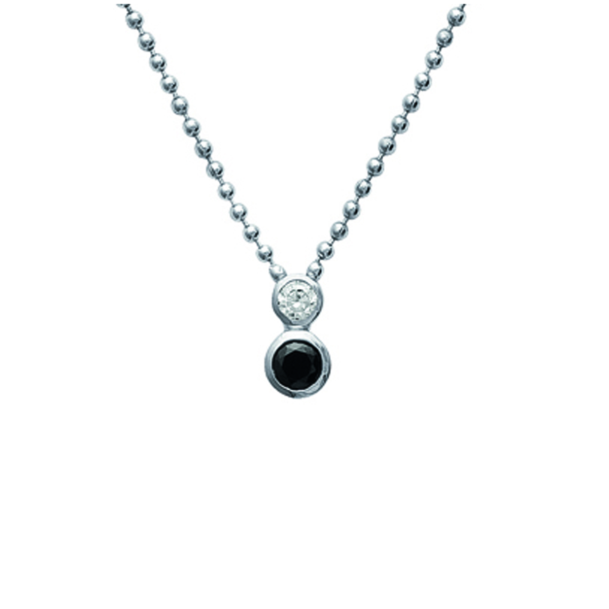 Collier Argent \'Scarlett\' noir blanc (rhodié) - 13x6 mm - [I9795]