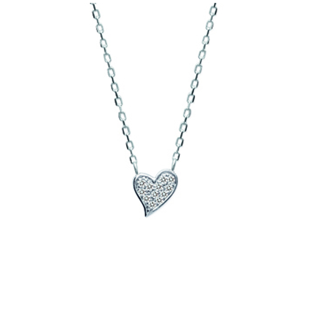 Collier Argent \'Love\' blanc argenté (rhodié) - 10x8 mm - [I9804]