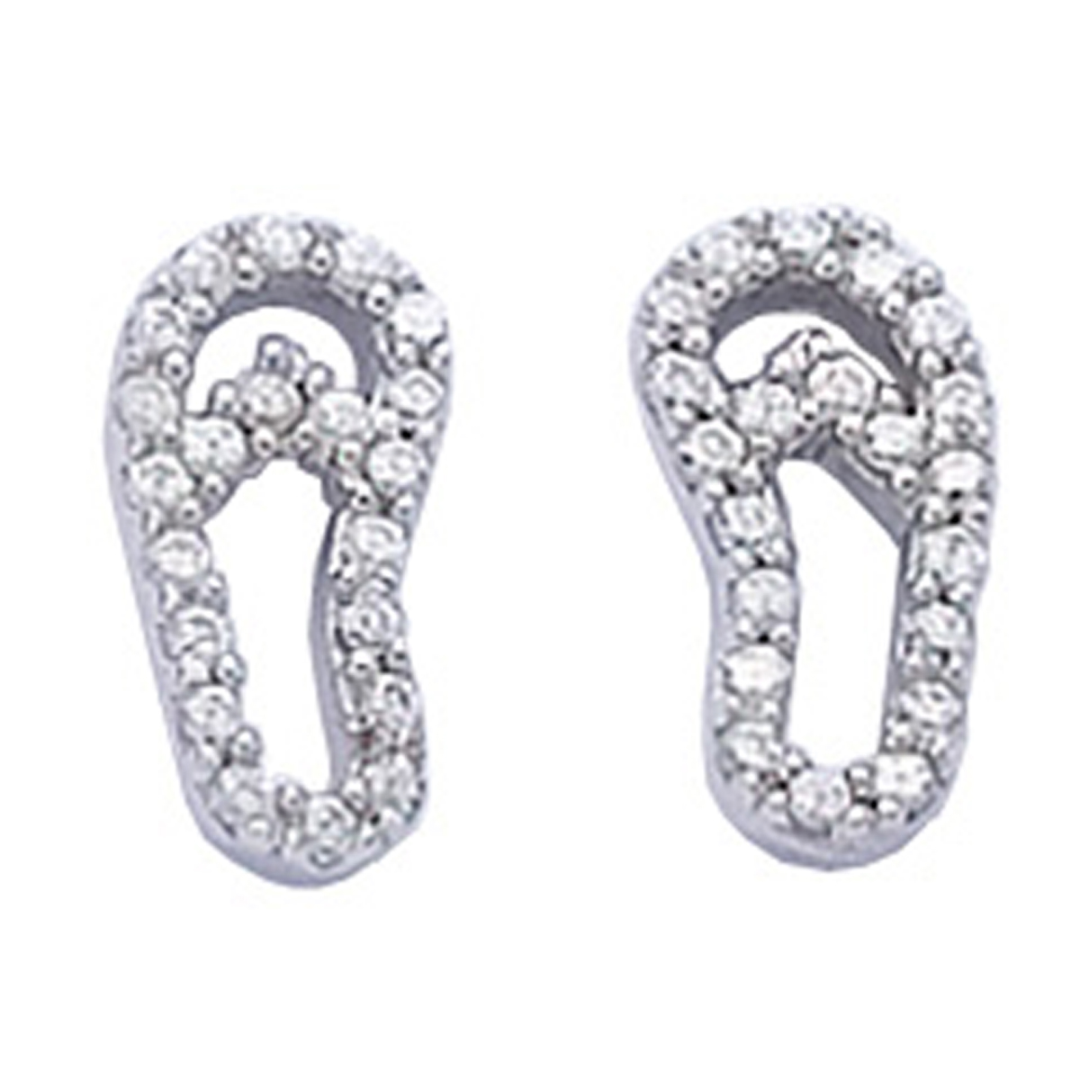 Boucles Argent \'Tongs\' blanc argenté (rhodié) - 11x6 mm - [I9838]