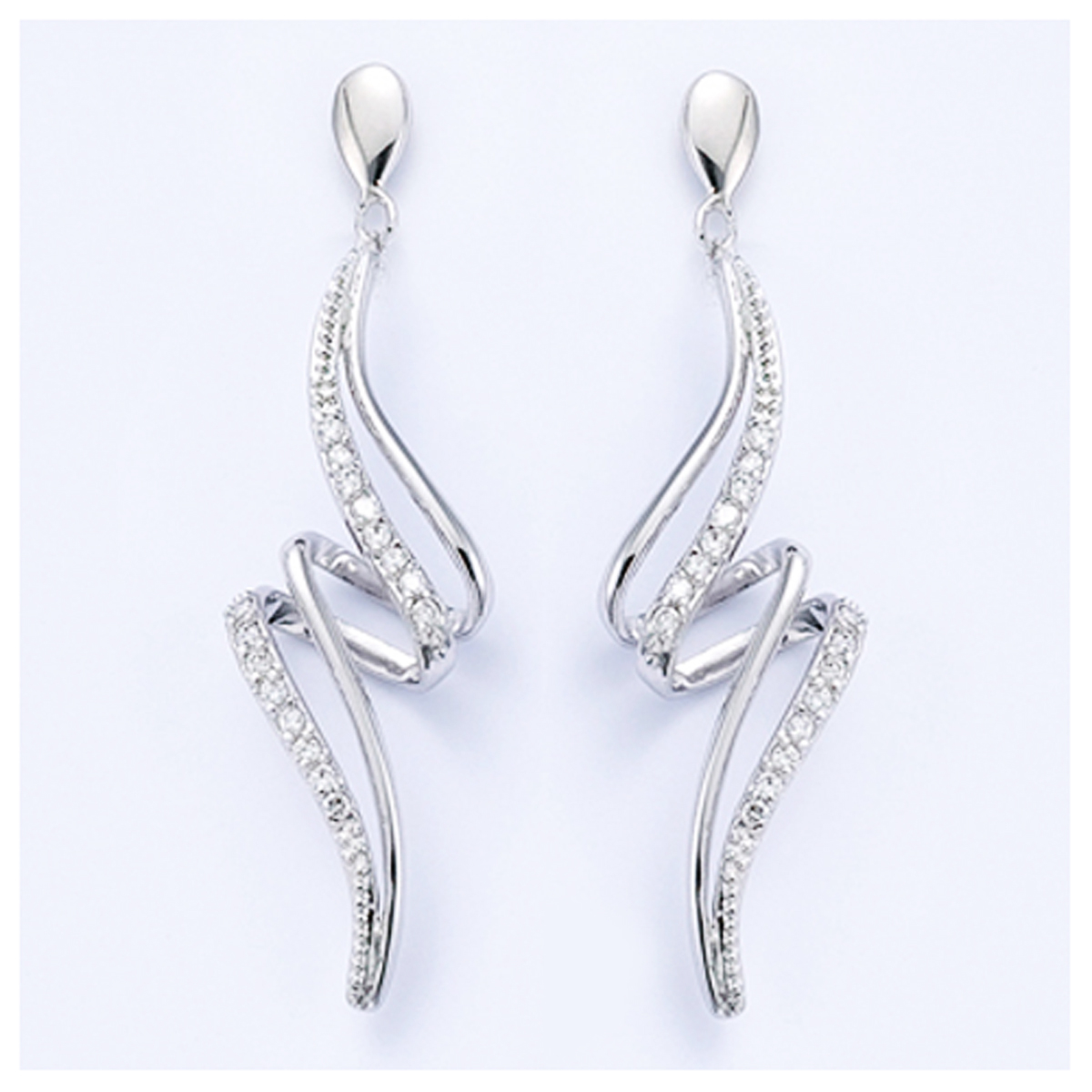 Boucles Argent \'Déesse\' Blanc argenté (rhodié) - 50x15 mm - [I9849]