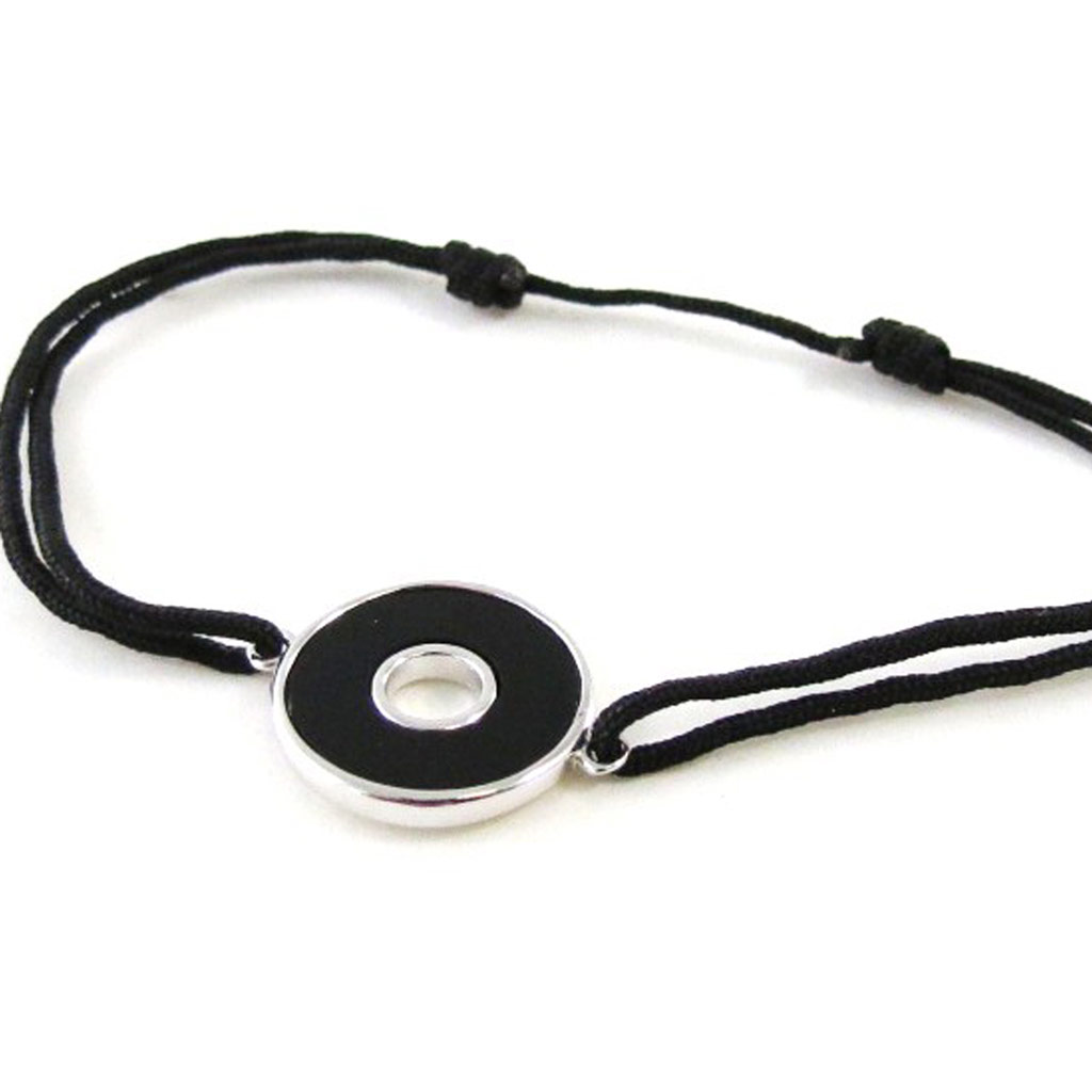 Bracelet Argent \'Zen\' noir - [I9897]