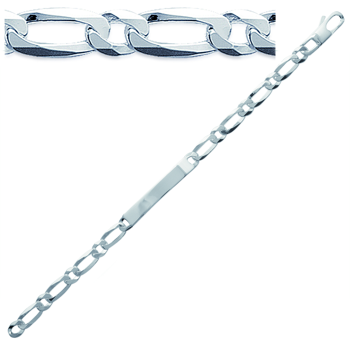 Bracelet Argent \'Identité\' argenté - 20 cm 6 mm - [I9904]