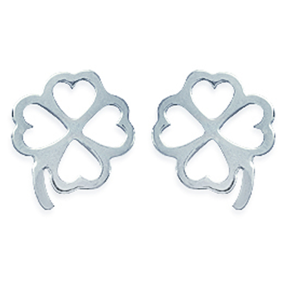 Boucles Argent \'Trèfles\' Argenté - 11x9 mm - [J0065]