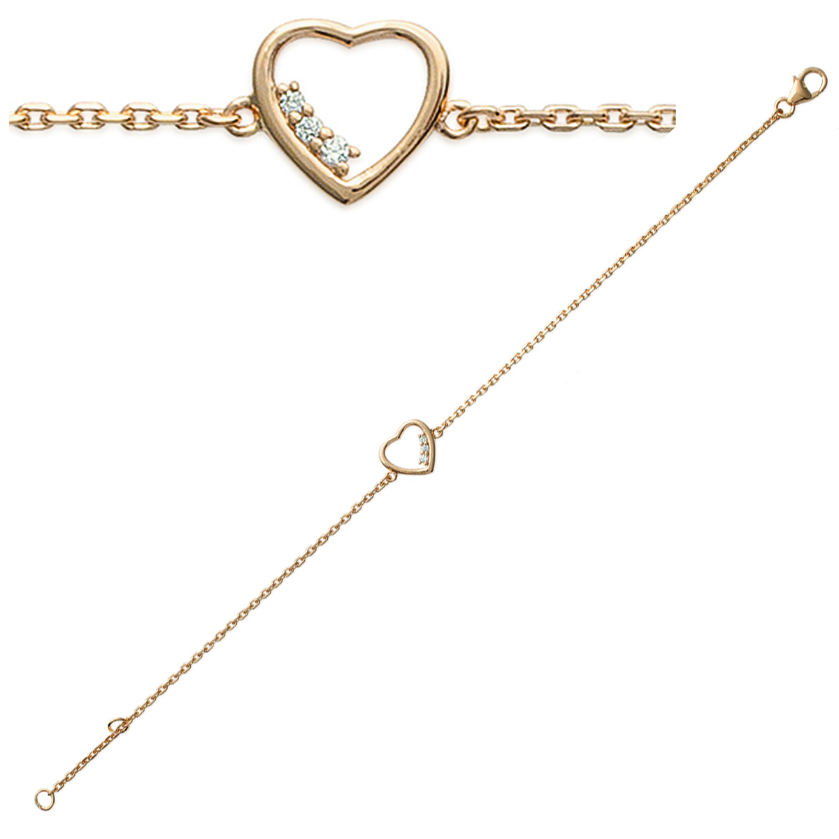 Bracelet Plaqué or \'Love\' blanc doré - 9x10 mm - [J0092]