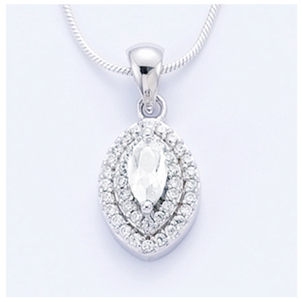 Pendentif Argent \'Déesse\' Blanc argenté (rhodié) - 23x10 mm - [J0143]