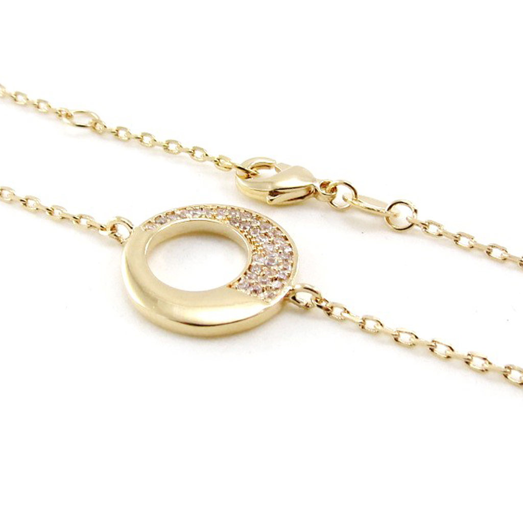 Bracelet Plaqué or \'Sissi\' blanc doré - 15 mm - [J0156]