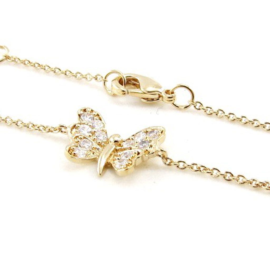 Bracelet Plaqué Or \'Papillon\' blanc doré - 12x10 mm - [J0158]