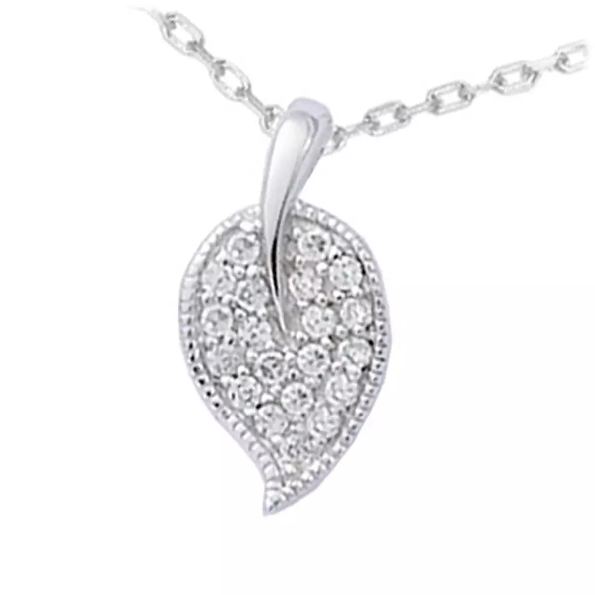 les trésors de lily Pendentif Argent 'Déesse' feuille blanc argenté (rhodié) 15x5 mm [J0173]