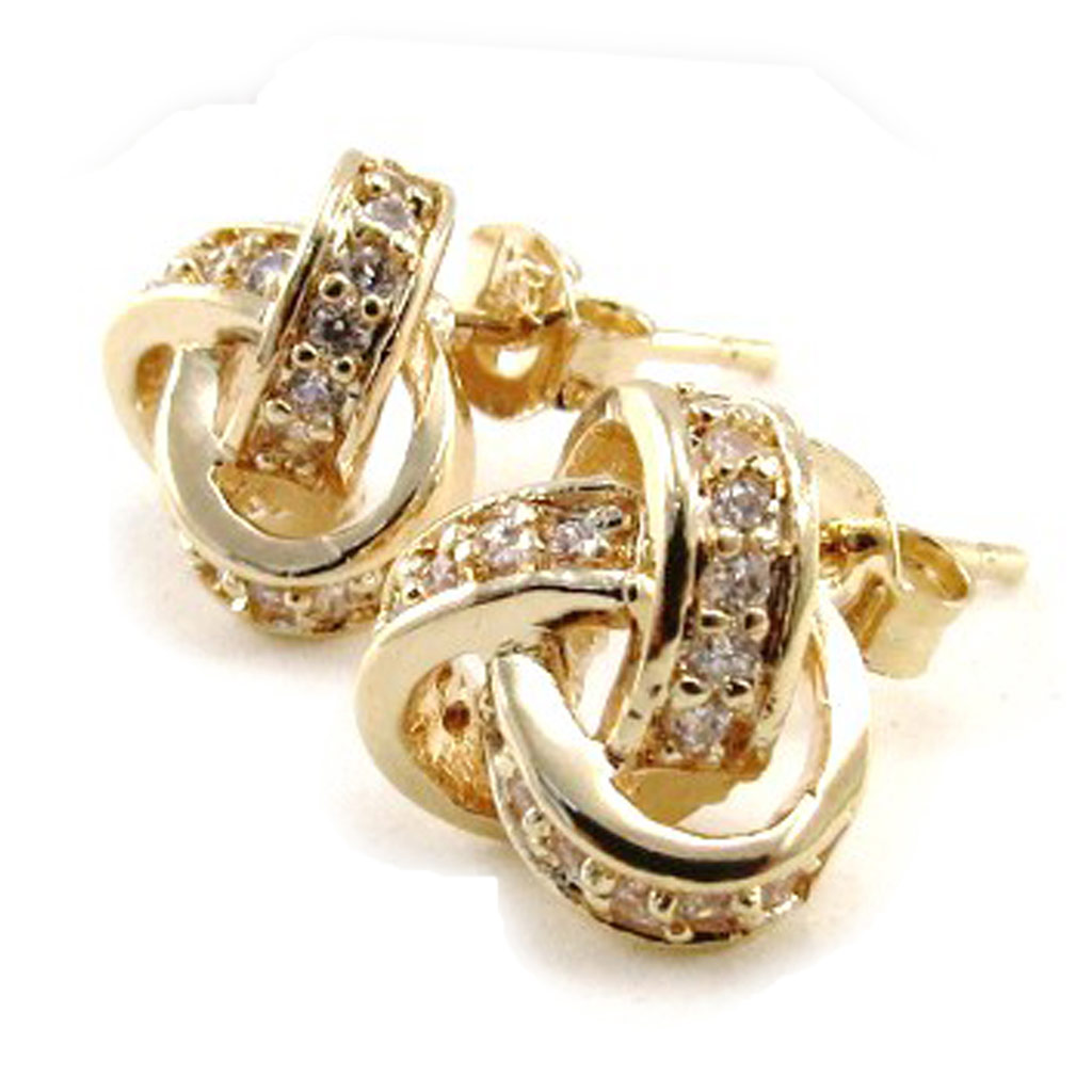 Boucles Plaqué Or \'Déesse\' blanc doré - 10 mm - [J0356]