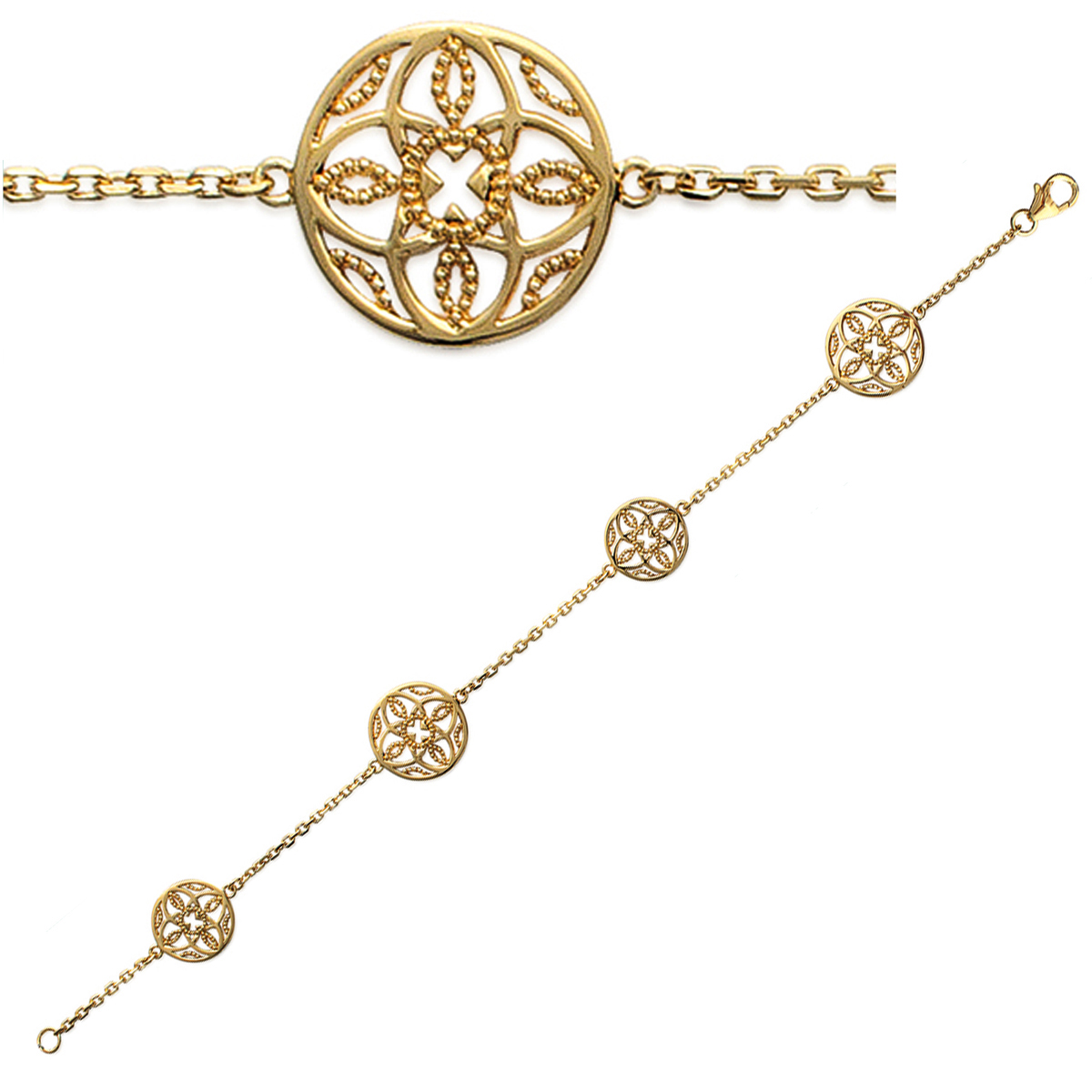 Bracelet Plaqué Or \'Chorégraphie\' doré - 11 et 15 mm - [J0851]