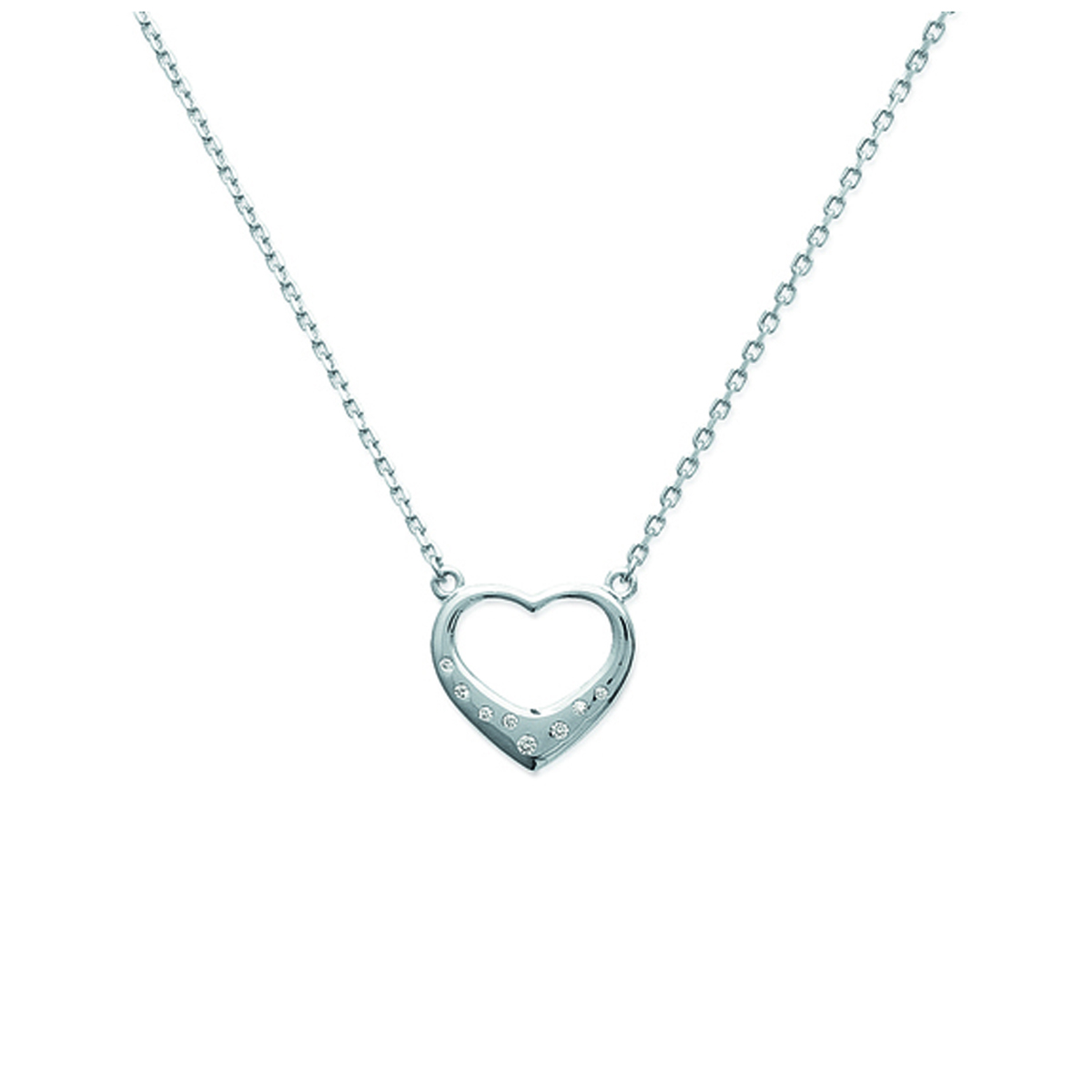 Collier Argent \'Love\' blanc argenté (rhodié) - 16x14 mm - [J0866]