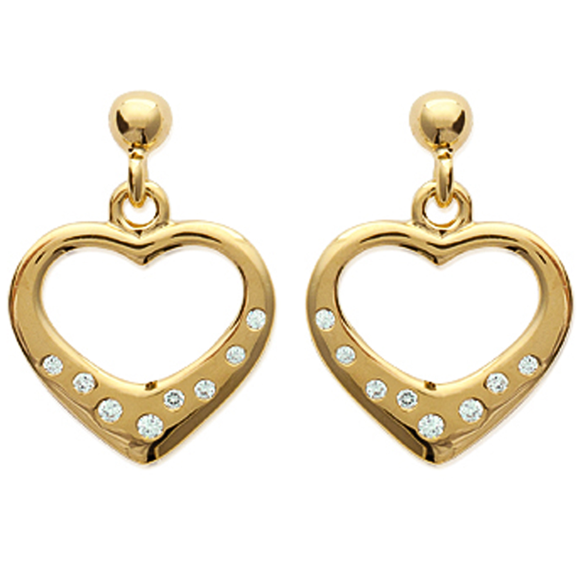 Boucles Plaqué Or \'Love\' blanc doré - 13x18 mm - [J1013]
