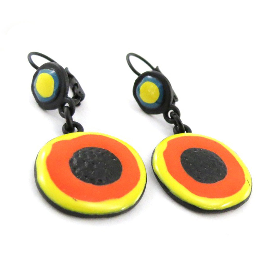 Dormeuses Créateur \'Macarons\' orange jaune - [J1799]