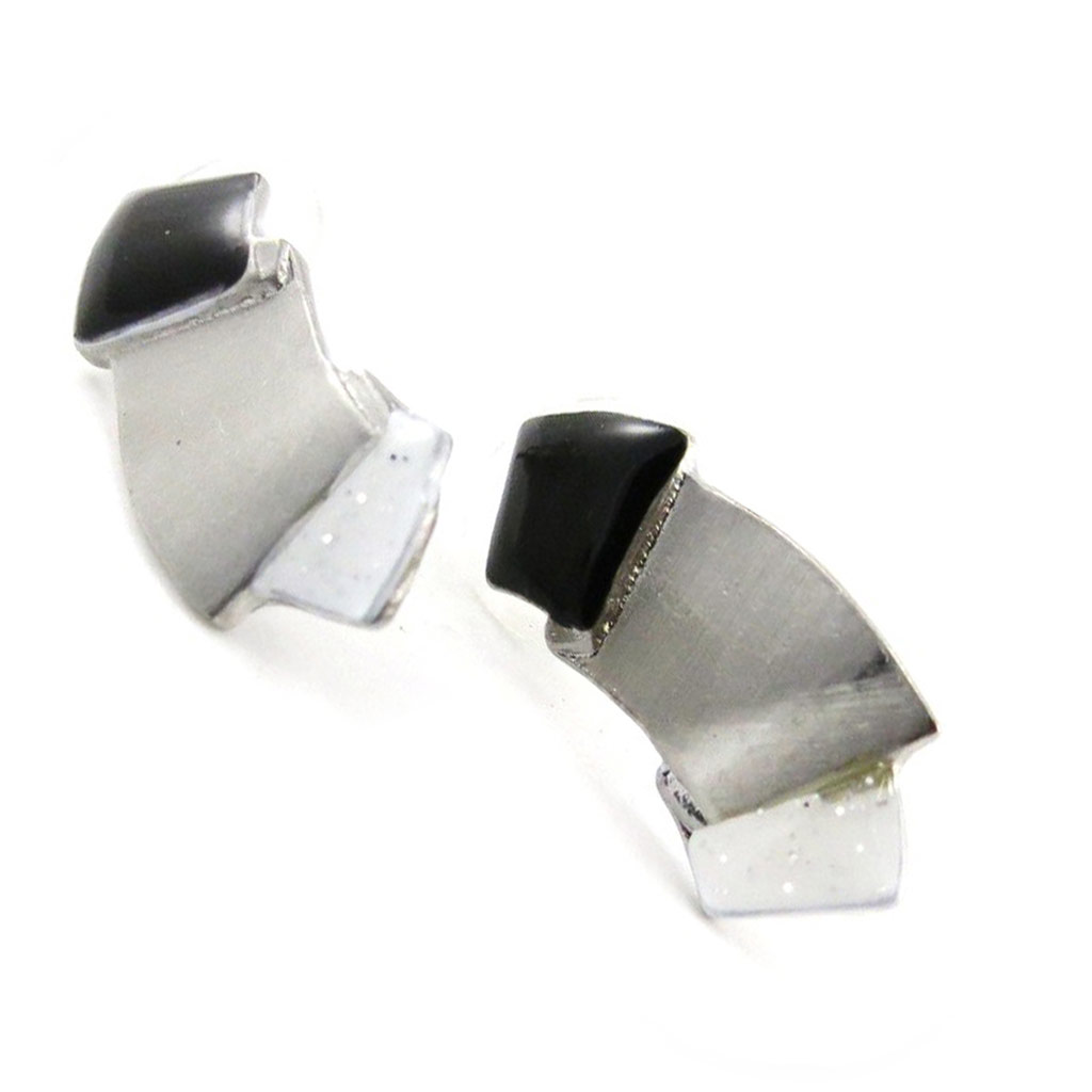 Boucles Créateur \'Cleapatra\' noir blanc - [J1810]