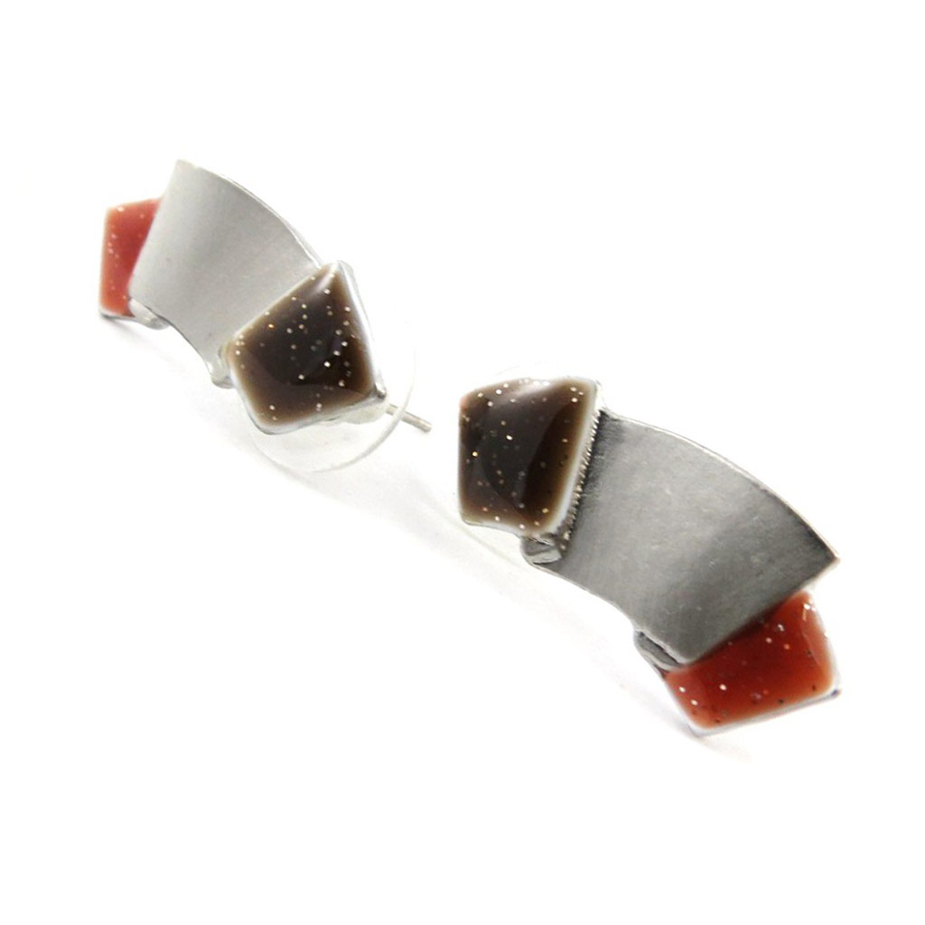 Boucles Créateur \'Cleapatra\' marron orange - [J1813]